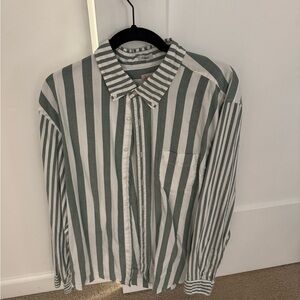 Green and White Striped Men’s Shirt